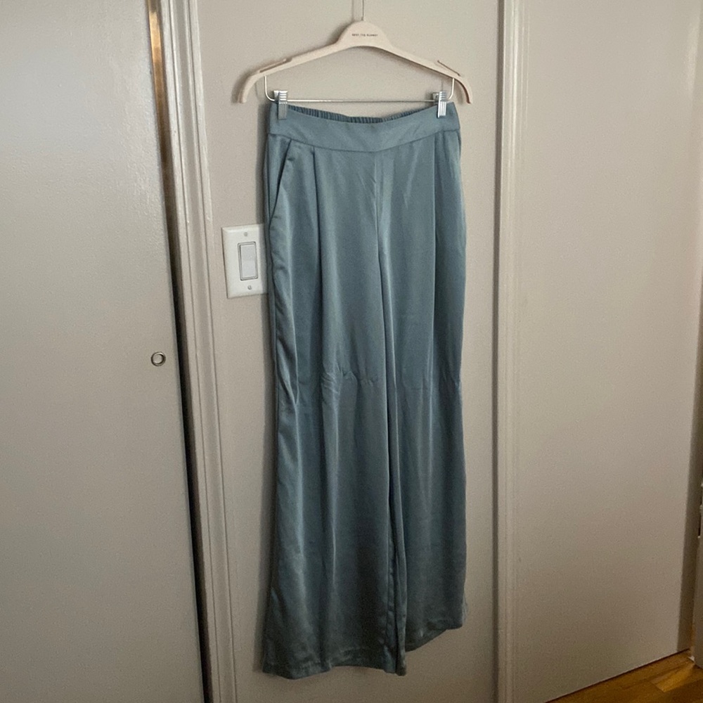 Satin blue trousers